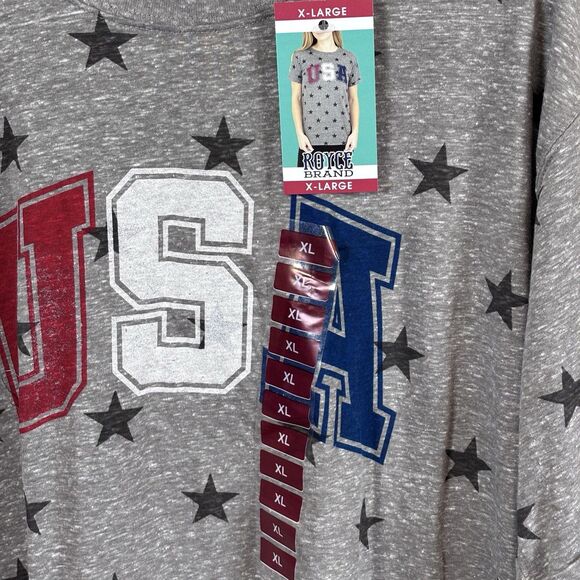 ROYCE BRAND Women Size XL  Short Sleeve Americana Tee Graphic T-Shirt Gray NWT - Picture 2 of 5